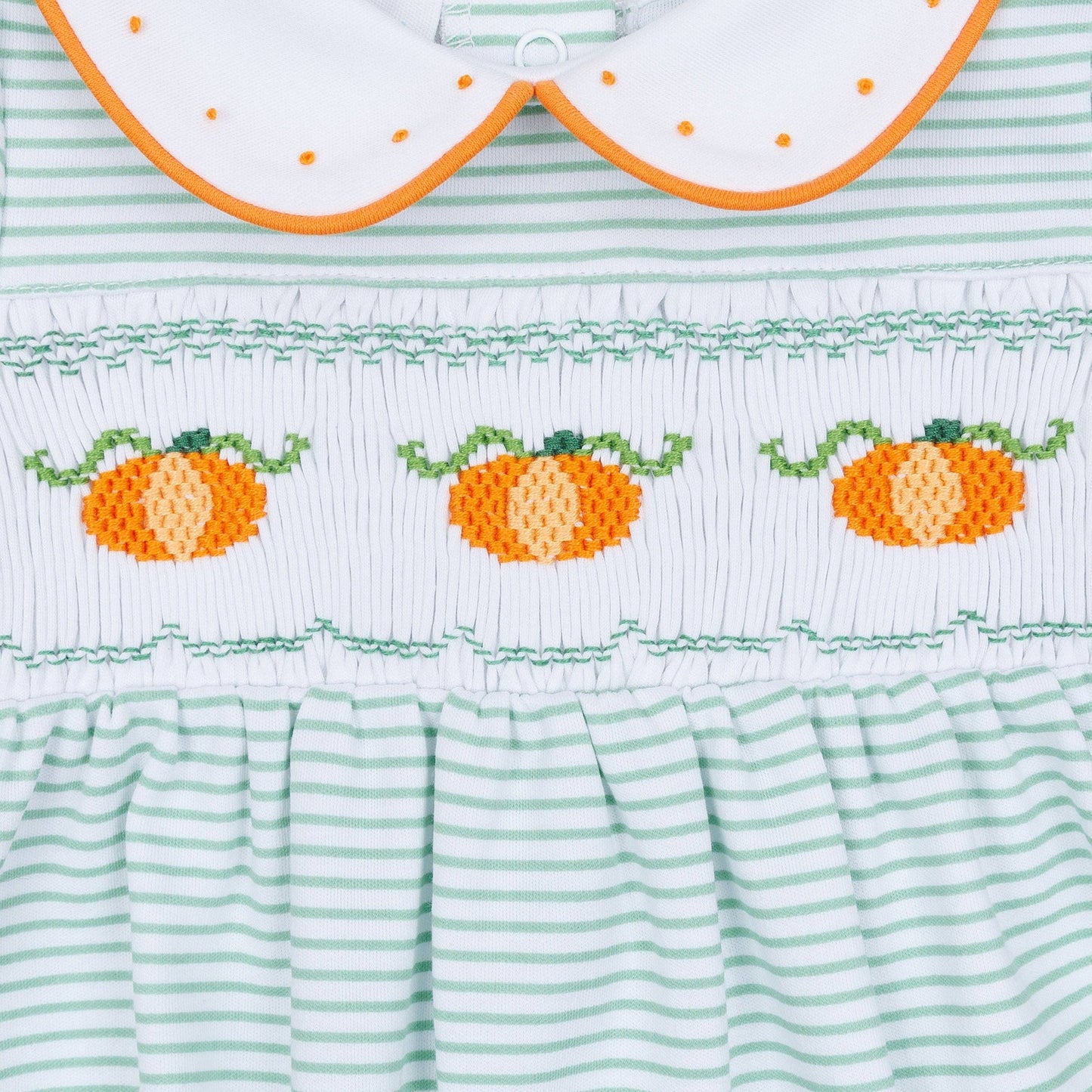 Magnolia Baby Lil' Pumpkin Classics Smocked Short Sleeve Girl Bubble