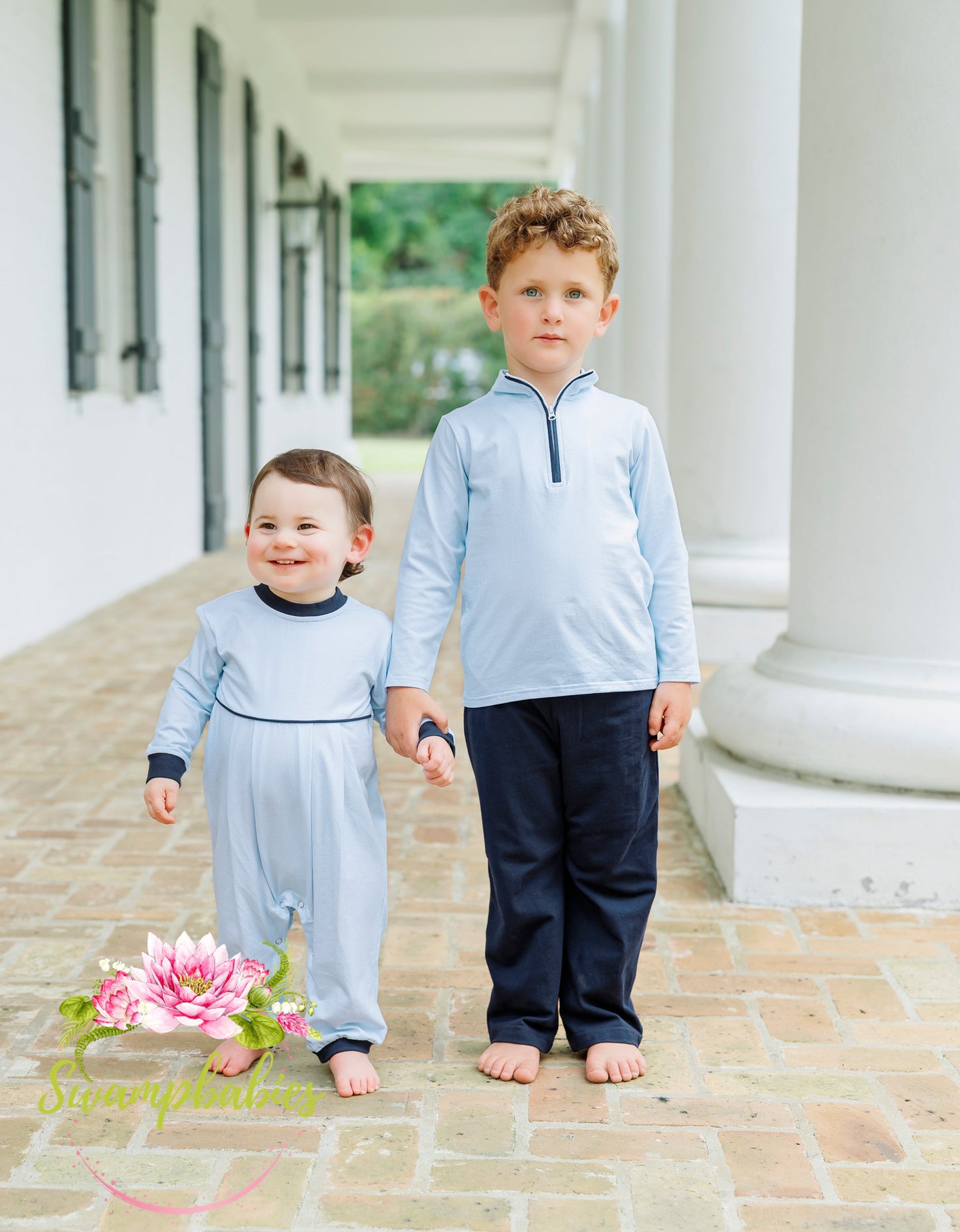 Evan Pullover Pant Set- Mini Blue Gingham