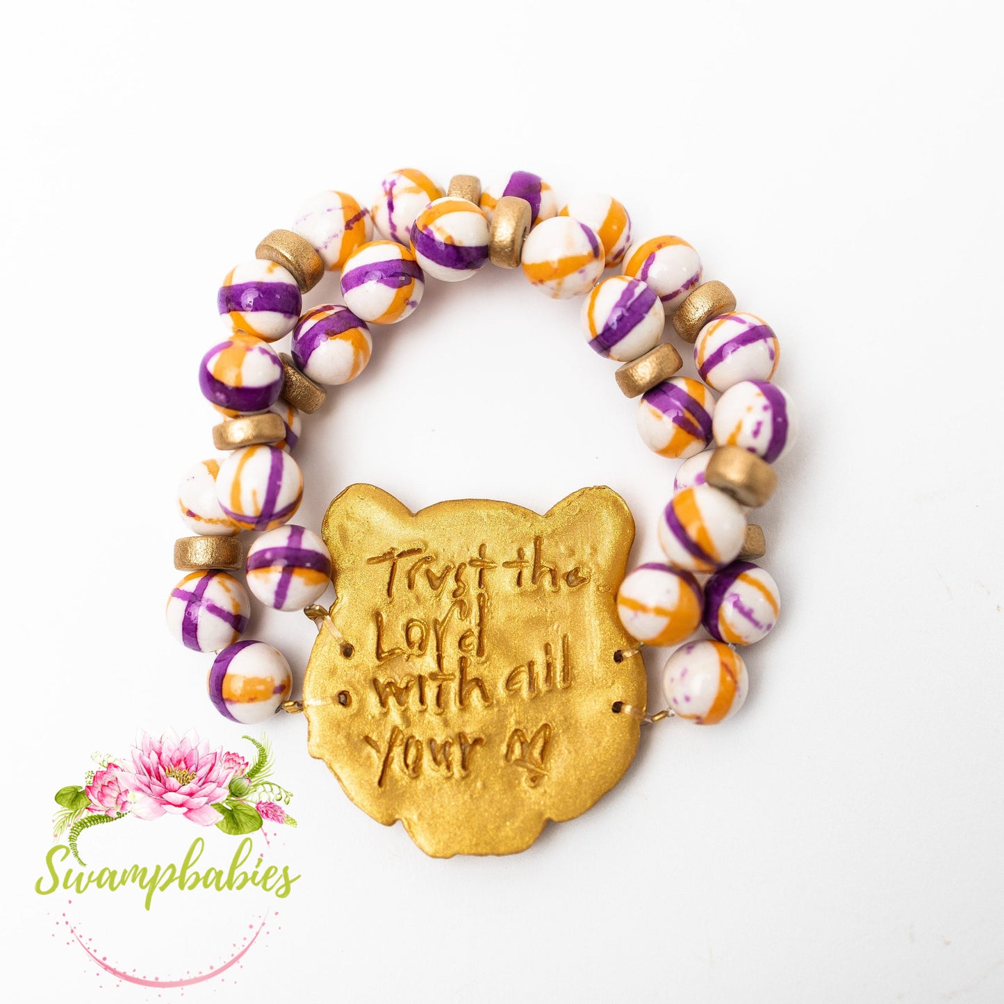 Orange & Purple Double Rainflower Jasper Tiger Bracelet
