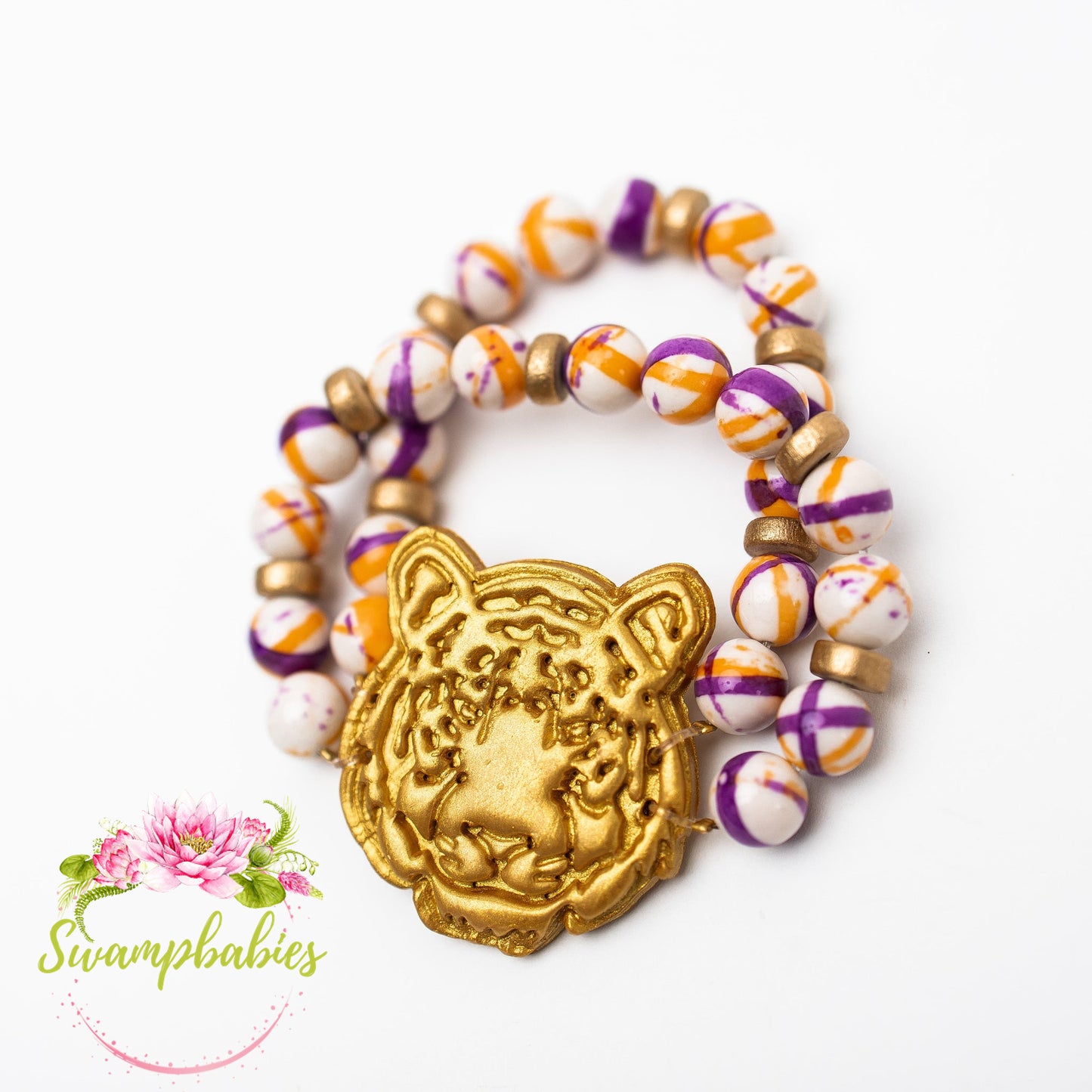 Orange & Purple Double Rainflower Jasper Tiger Bracelet