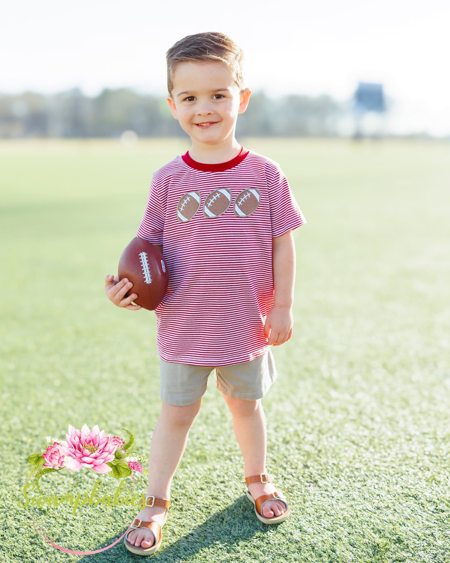 Football Trio Shirt- Crimson Stripe