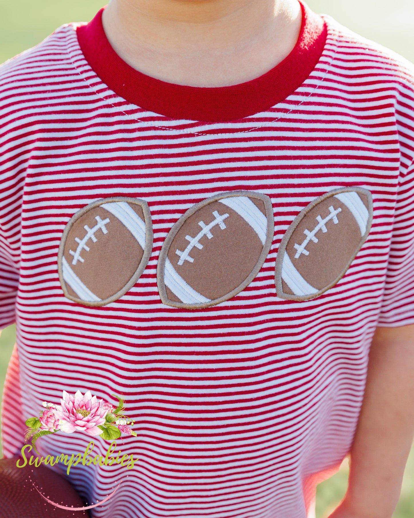 Football Trio Shirt- Crimson Stripe