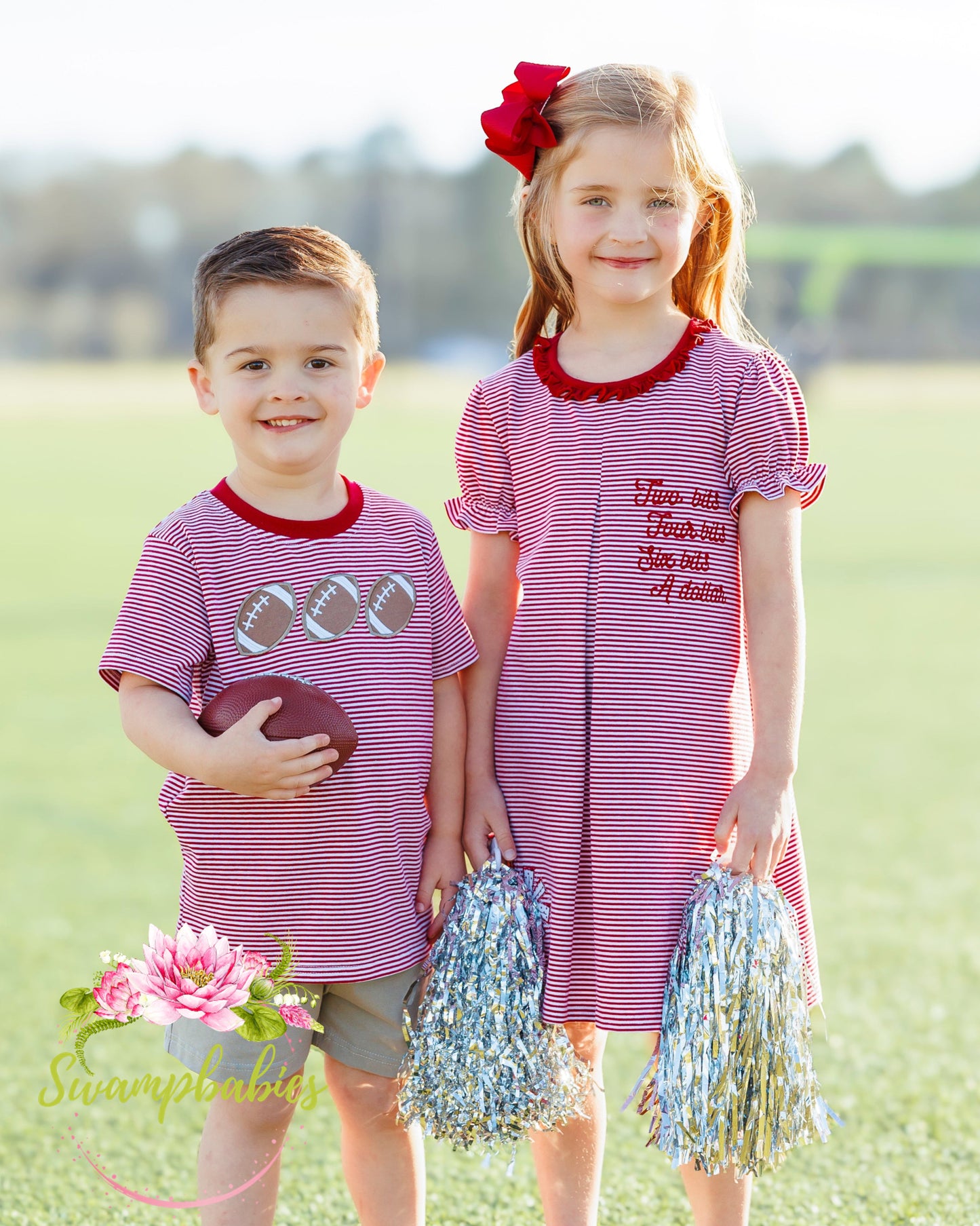 Football Trio Shirt- Crimson Stripe
