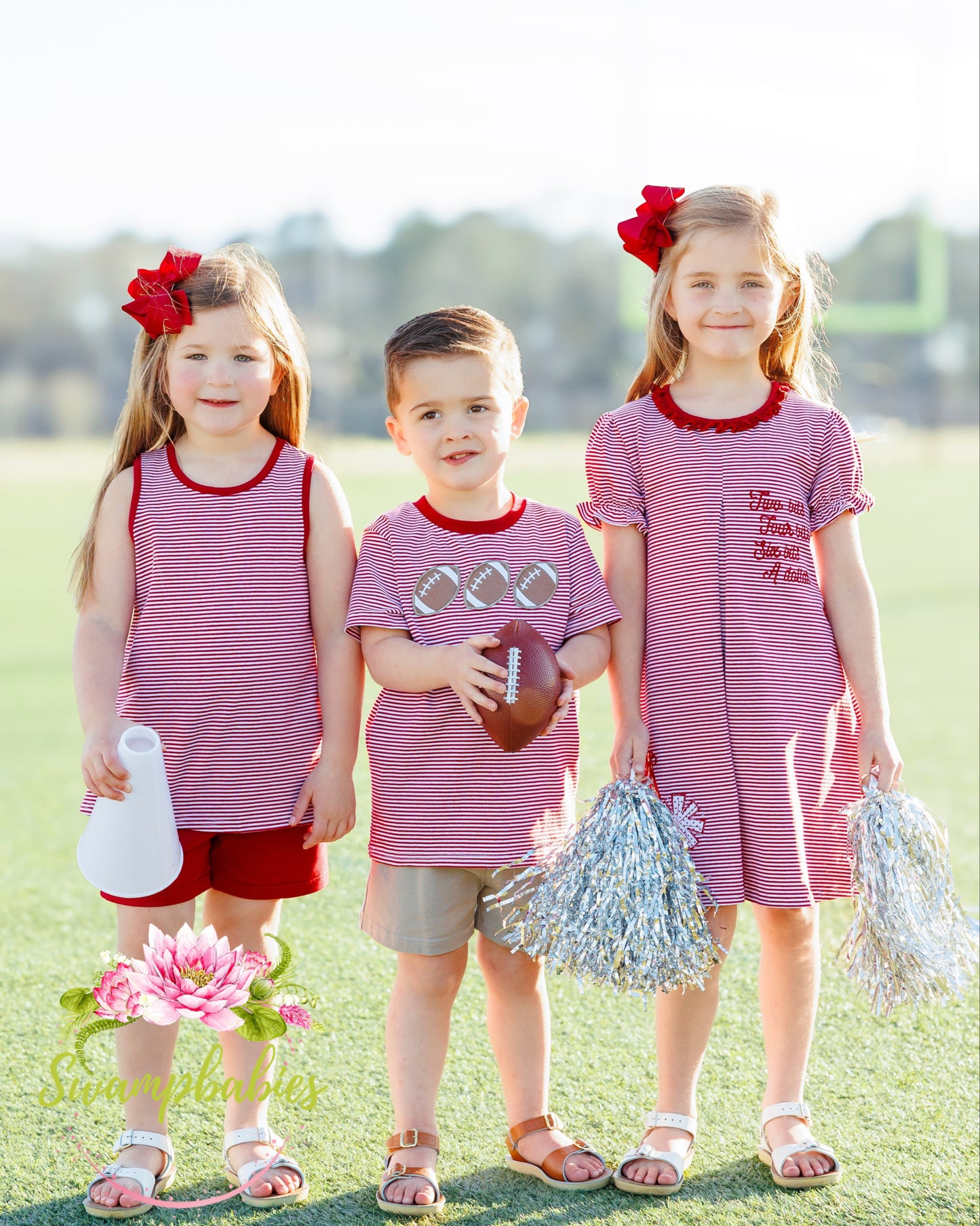 Football Trio Shirt- Crimson Stripe