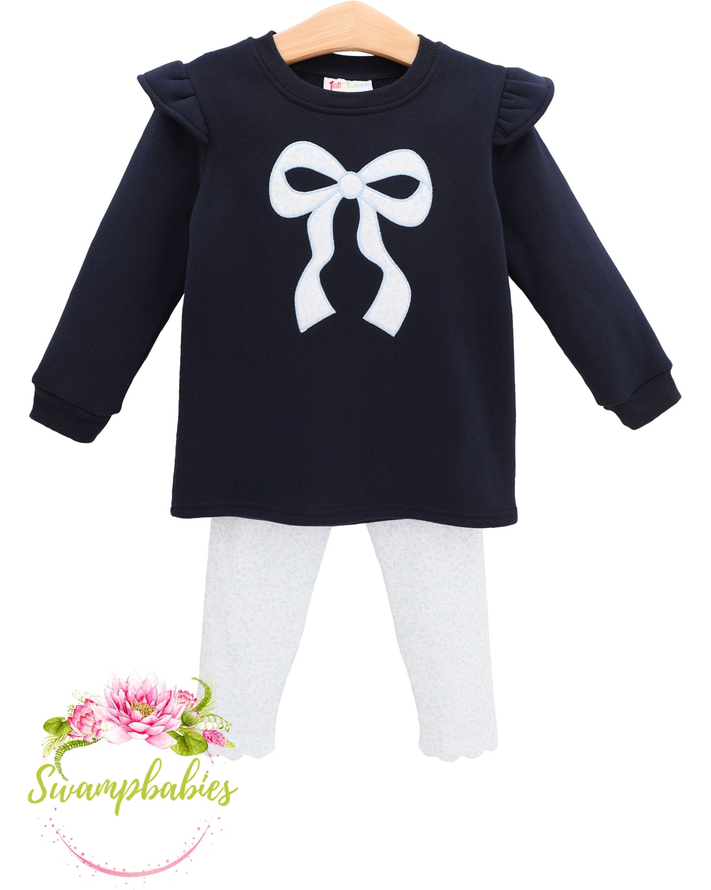 Blue Blooms Ruffle Sweatshirt Set