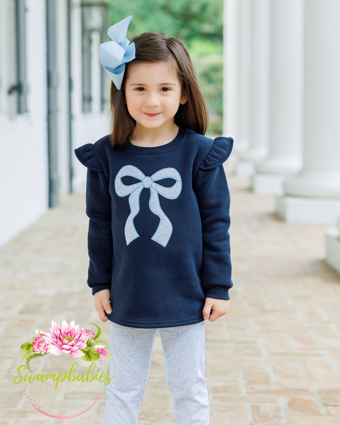 Blue Blooms Ruffle Sweatshirt Set