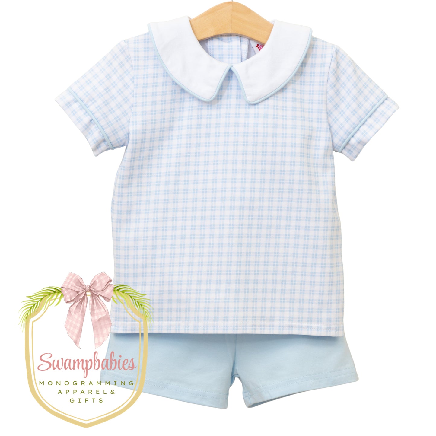 Powder Blue Plaid Short Set