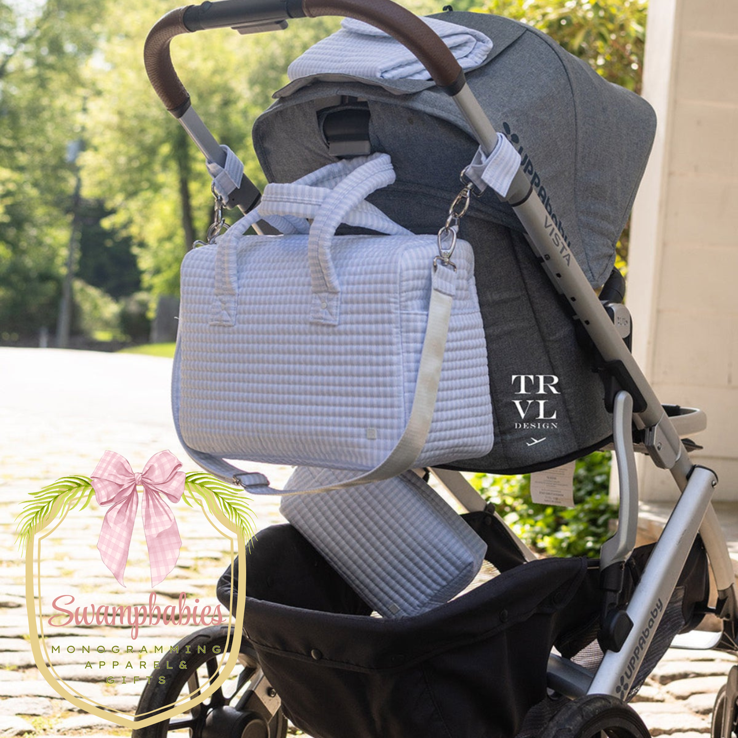 Quilted Stroller Bag - Pimlico Stripe Blue