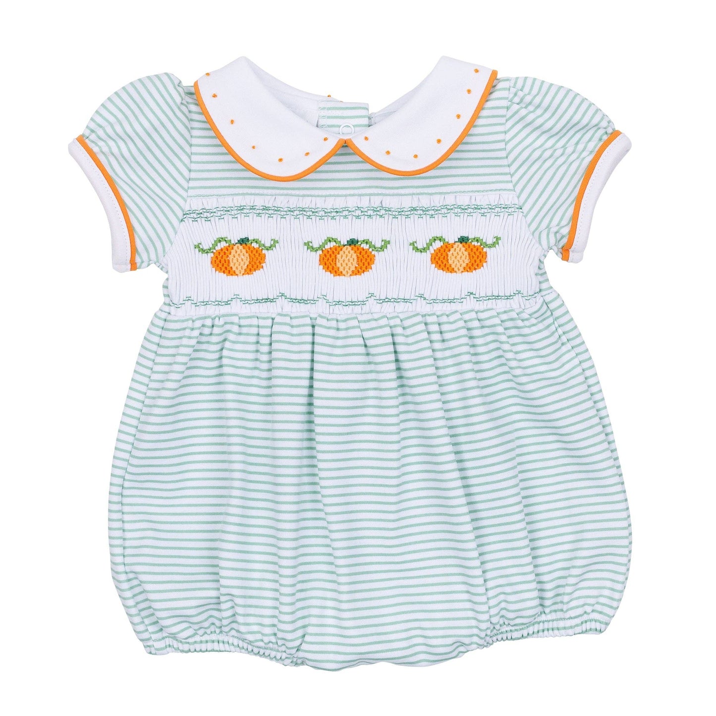 Magnolia Baby Lil' Pumpkin Classics Smocked Short Sleeve Girl Bubble