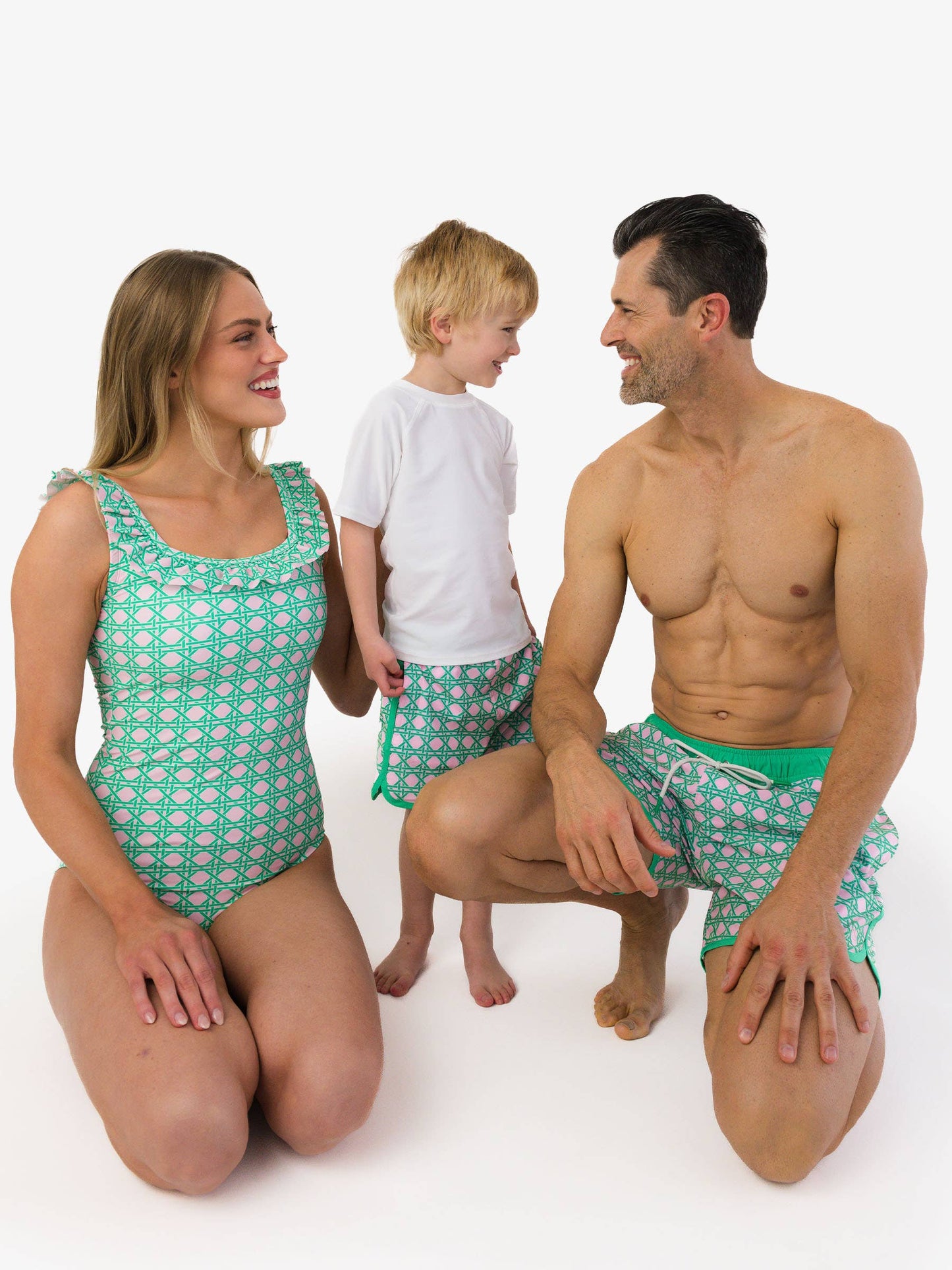 Green & Pink Coastal Cane Swim Trunks