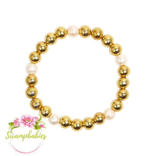 Georgia Gold & Freshwater Pearl Beaded Bracelet