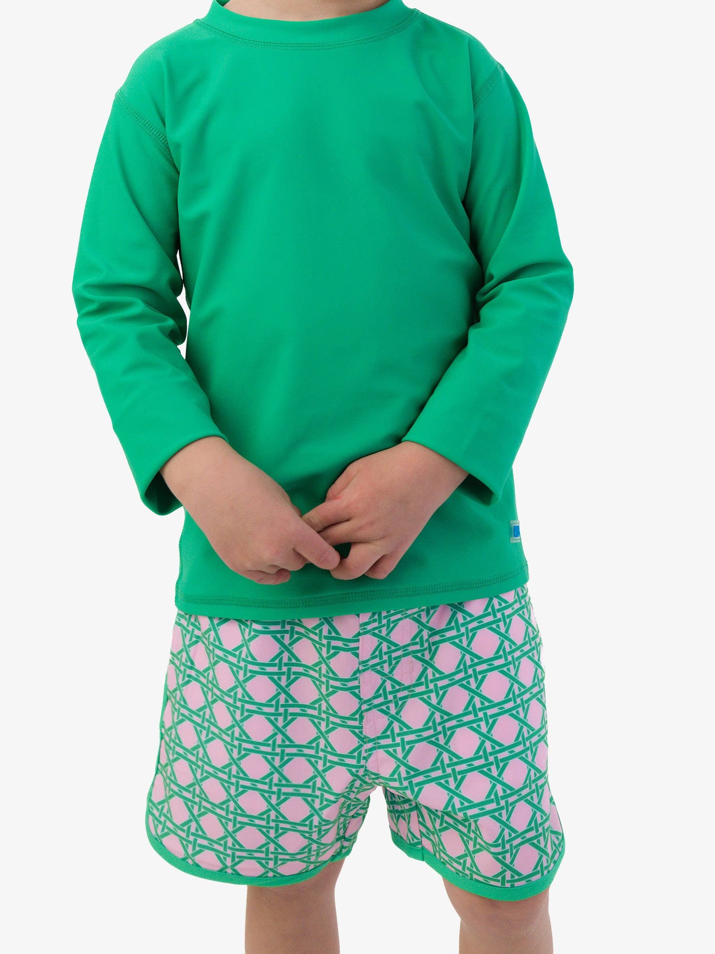 Green & Pink Coastal Cane Swim Trunks