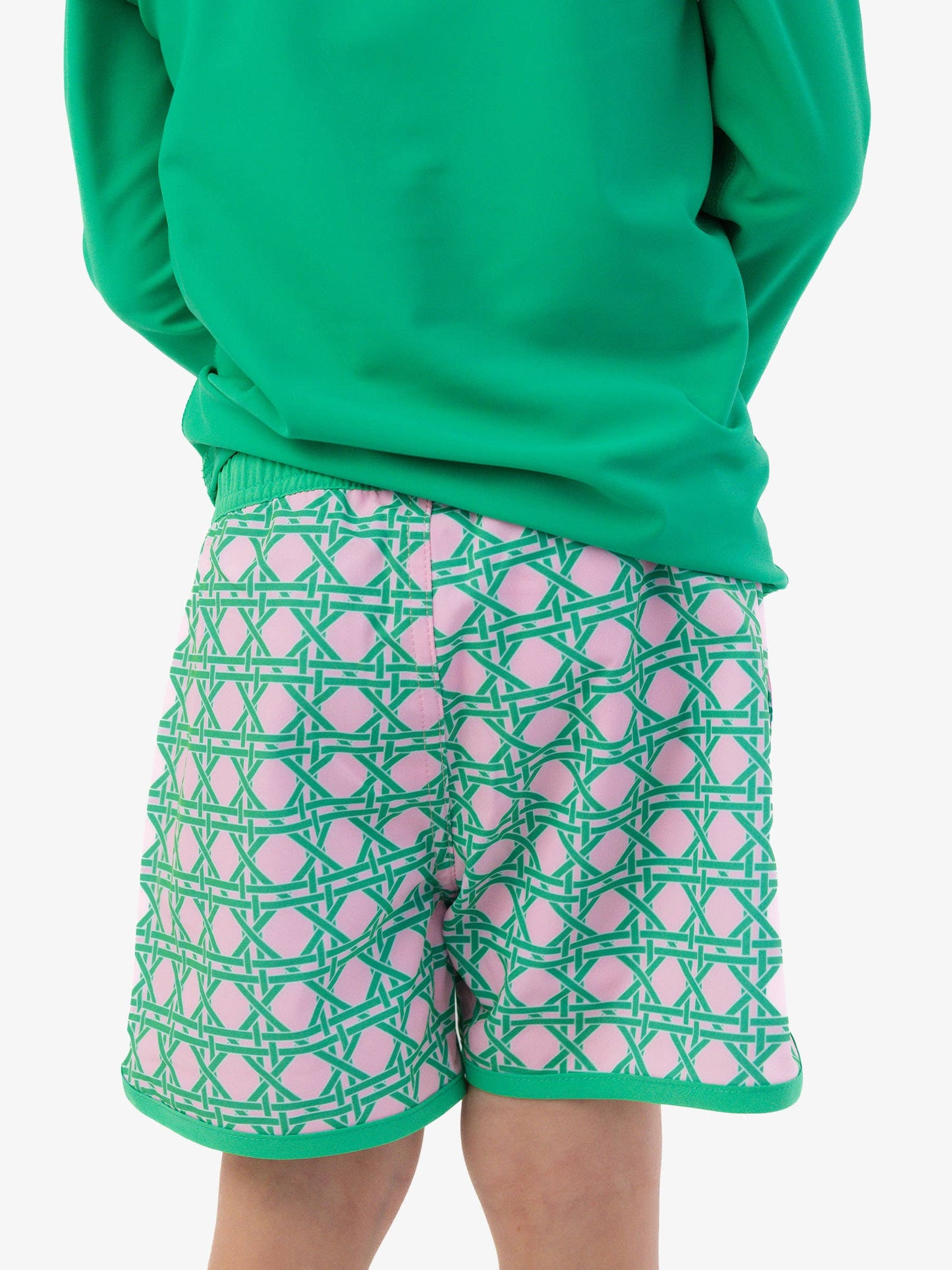 Green & Pink Coastal Cane Swim Trunks