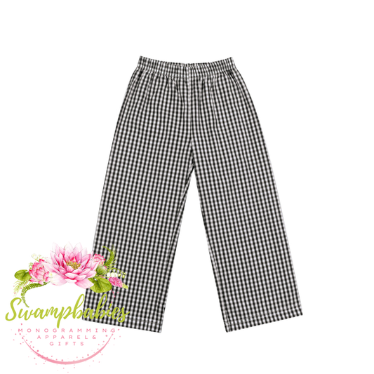 Boy's Black Gingham Pants