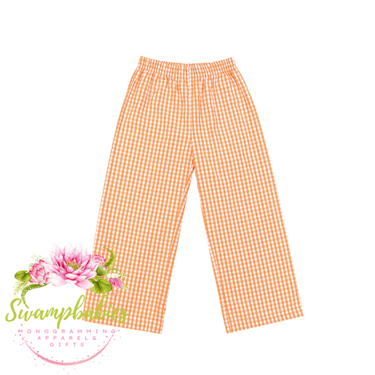 Boy's Orange Gingham Pants