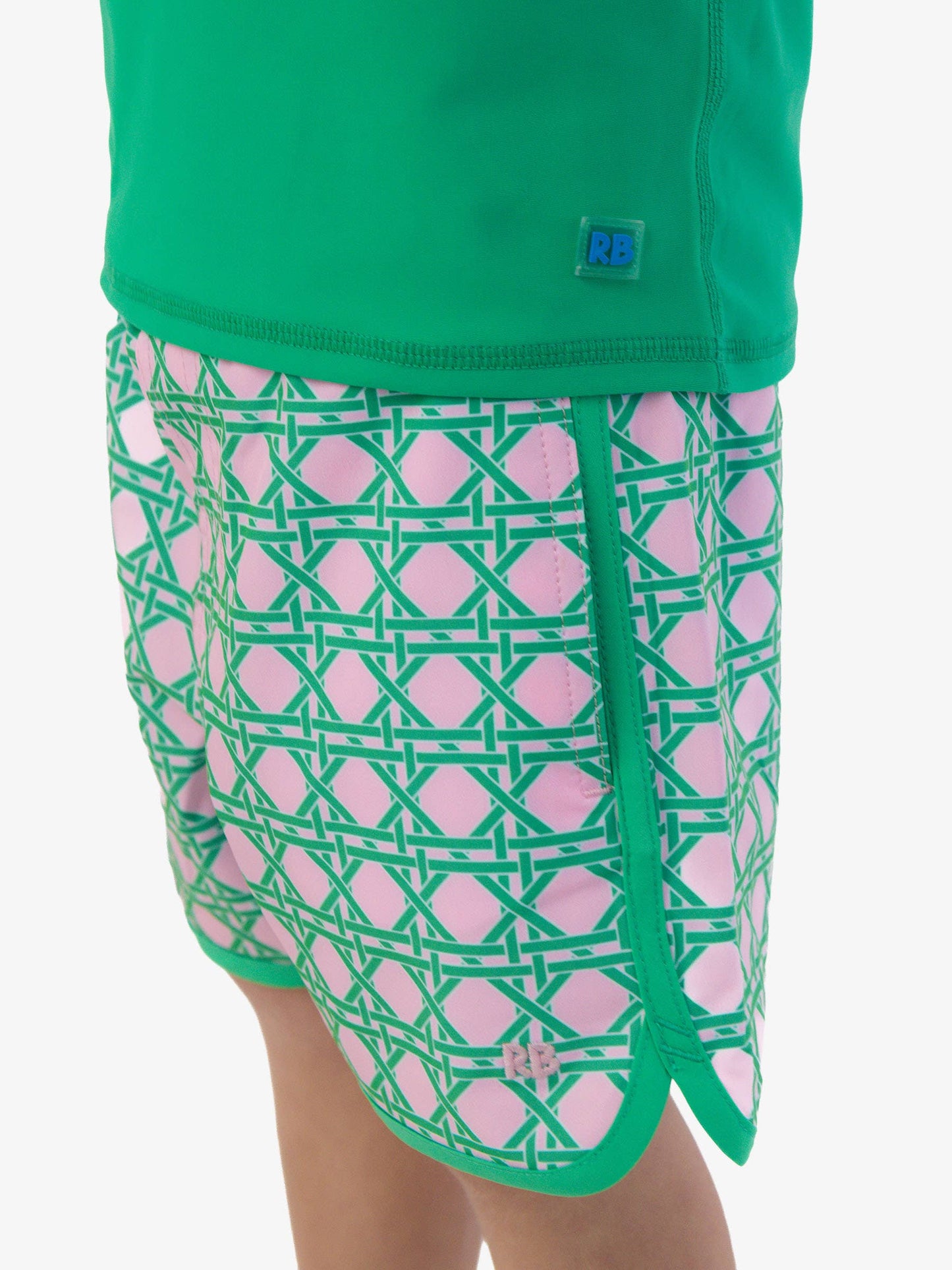 Green & Pink Coastal Cane Swim Trunks