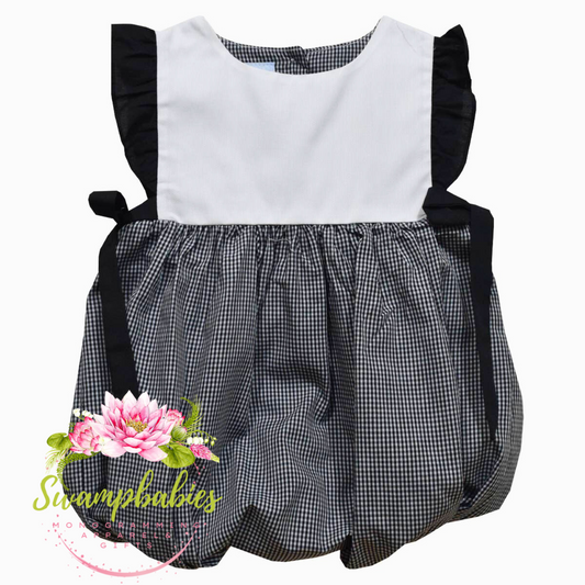 Gingham Short Sleeve Girls Bubble