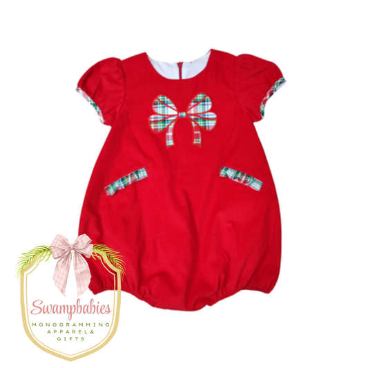 Christmas Plaid Claira Bow Bubble
