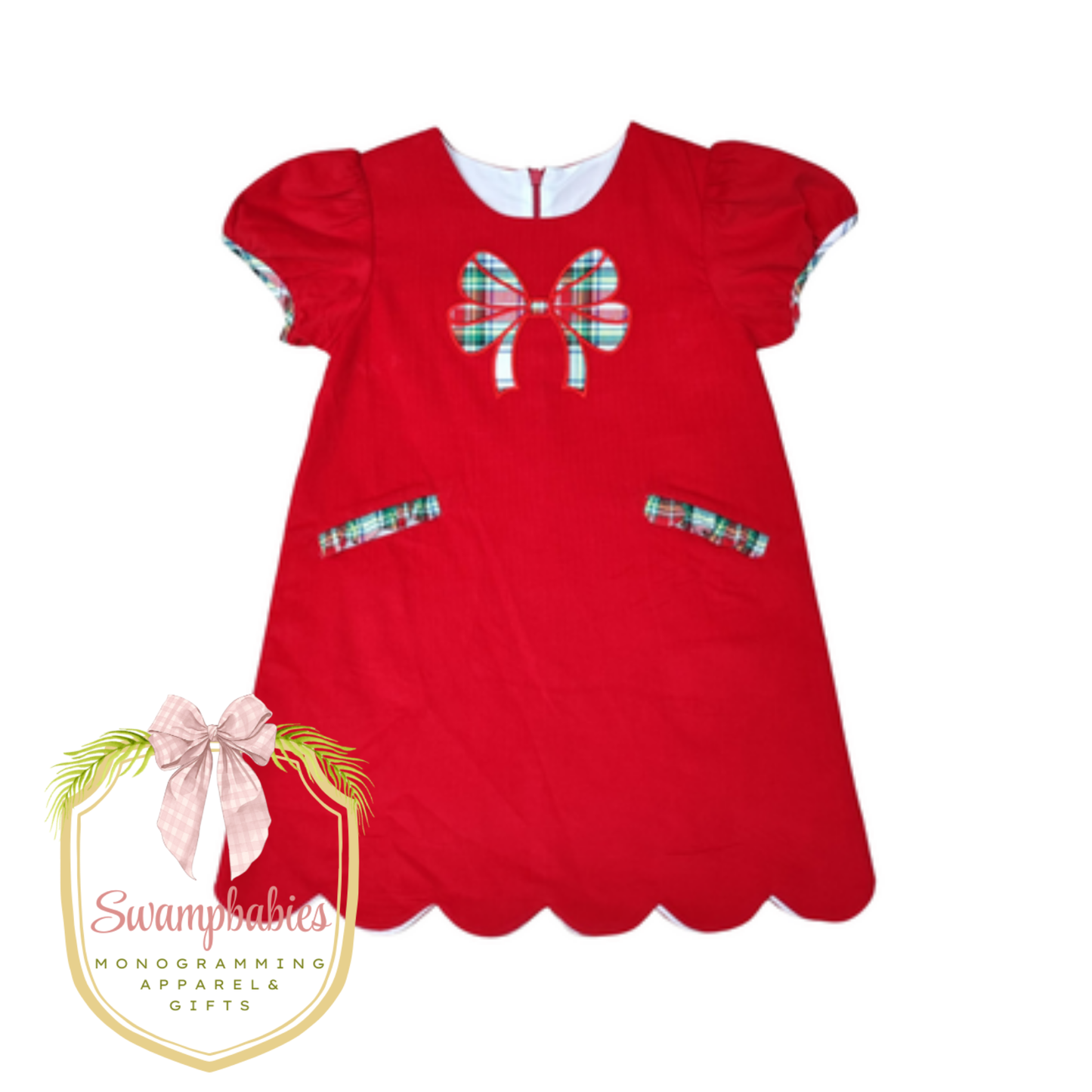 Christmas Plaid Claira Bow Dress