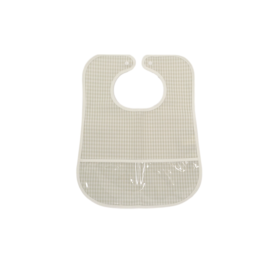 Clean Up Bib - Gingham Pearl Grey