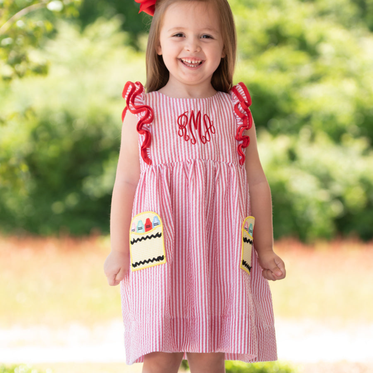 Smockingbird Girls Dresses Crayon Pocket Dress