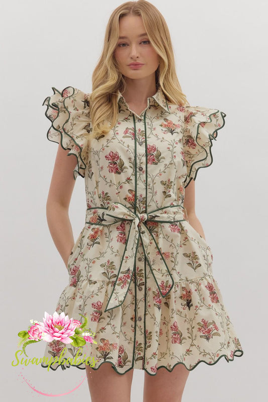 Ecru Garden Flutter Dress