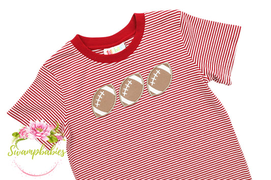 Football Trio Shirt- Crimson Stripe