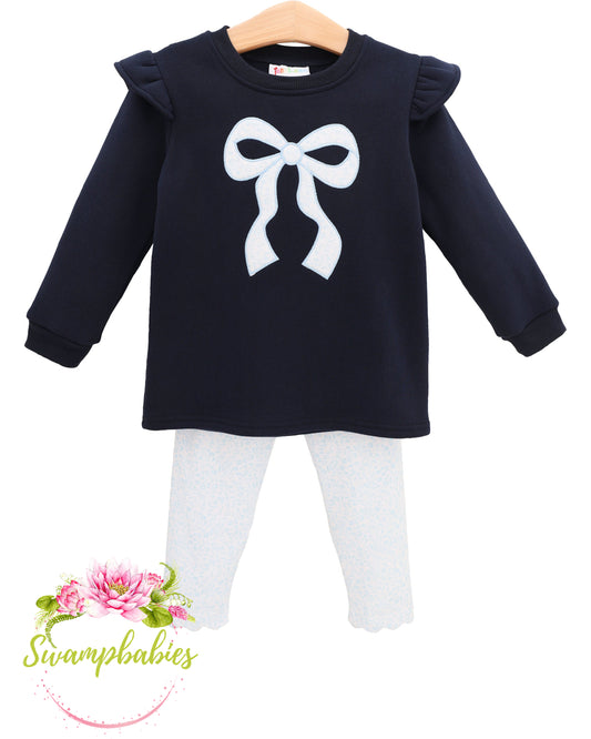 Blue Blooms Ruffle Sweatshirt Set