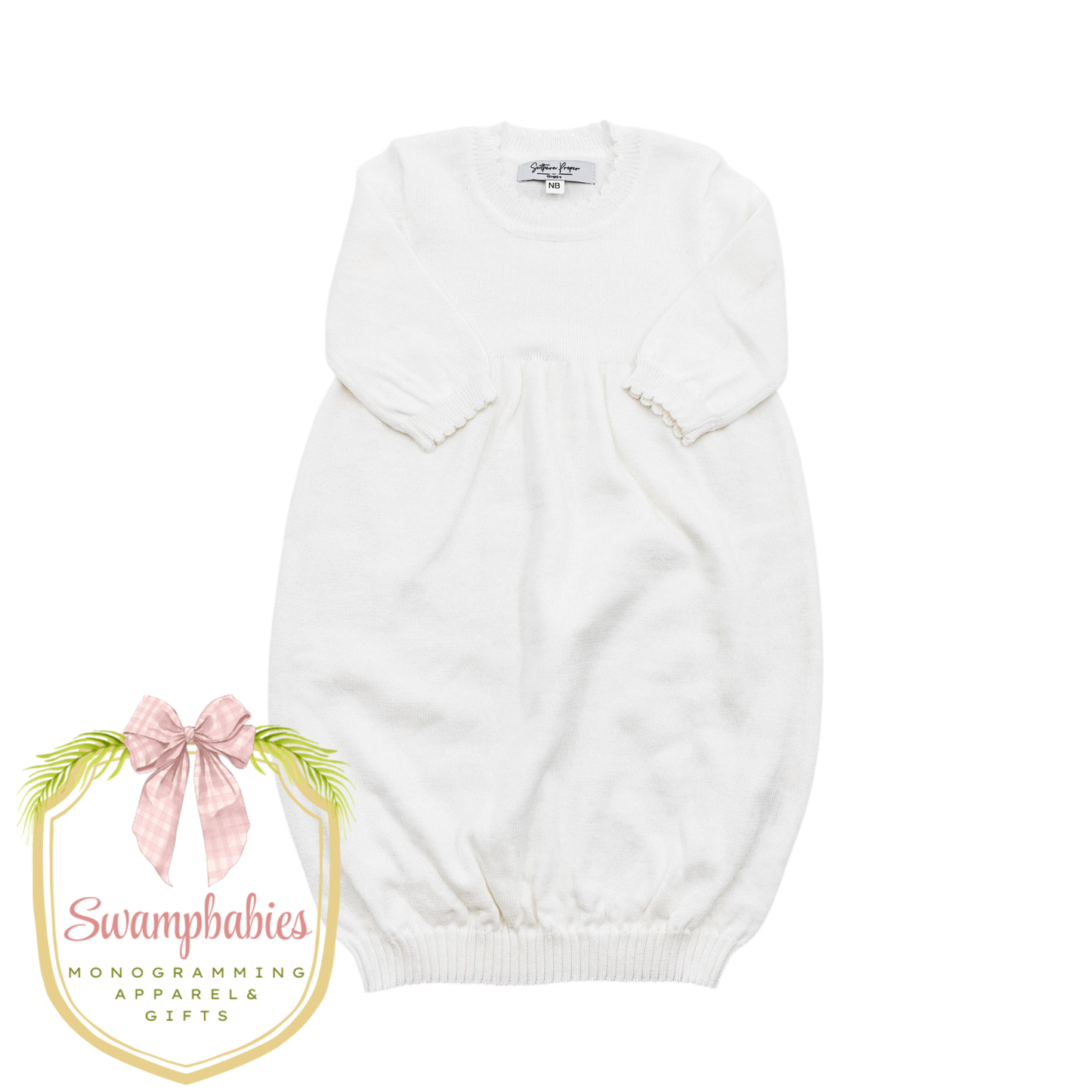 Knit Gown – Scalloped Edge (Cream)