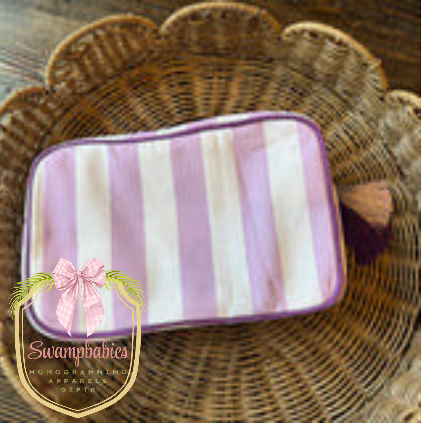 Lavender strip cosemetic bag