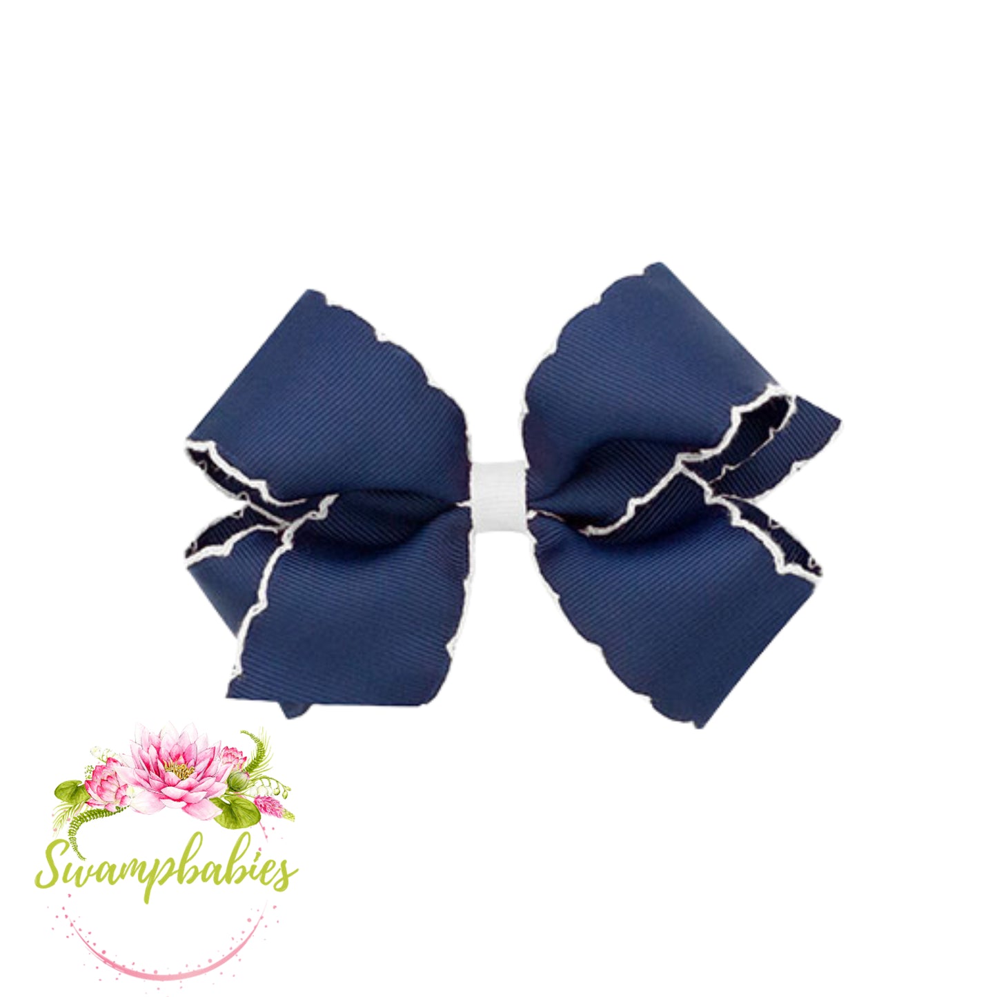Medium Moonstitch Grosgrain Hair Bow with Contrasting Wrap