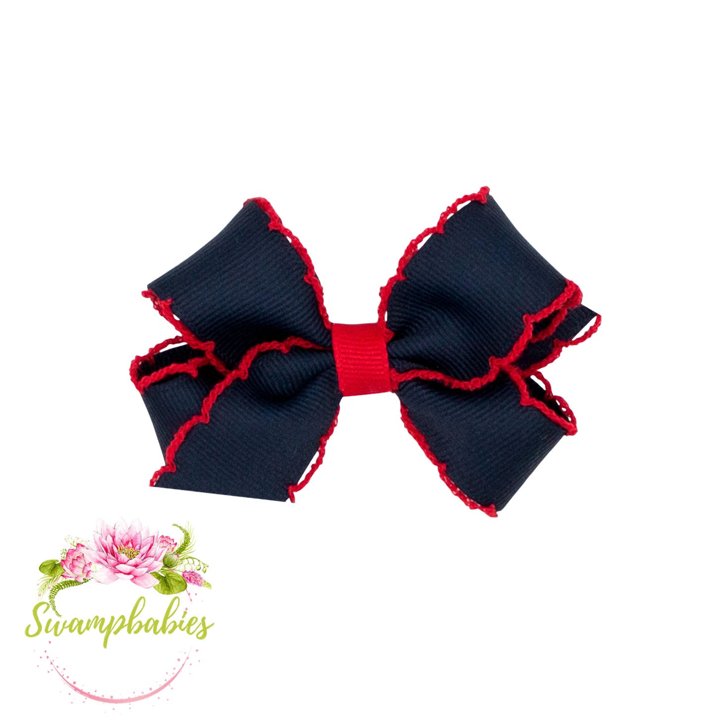 Medium Moonstitch Grosgrain Hair Bow with Contrasting Wrap