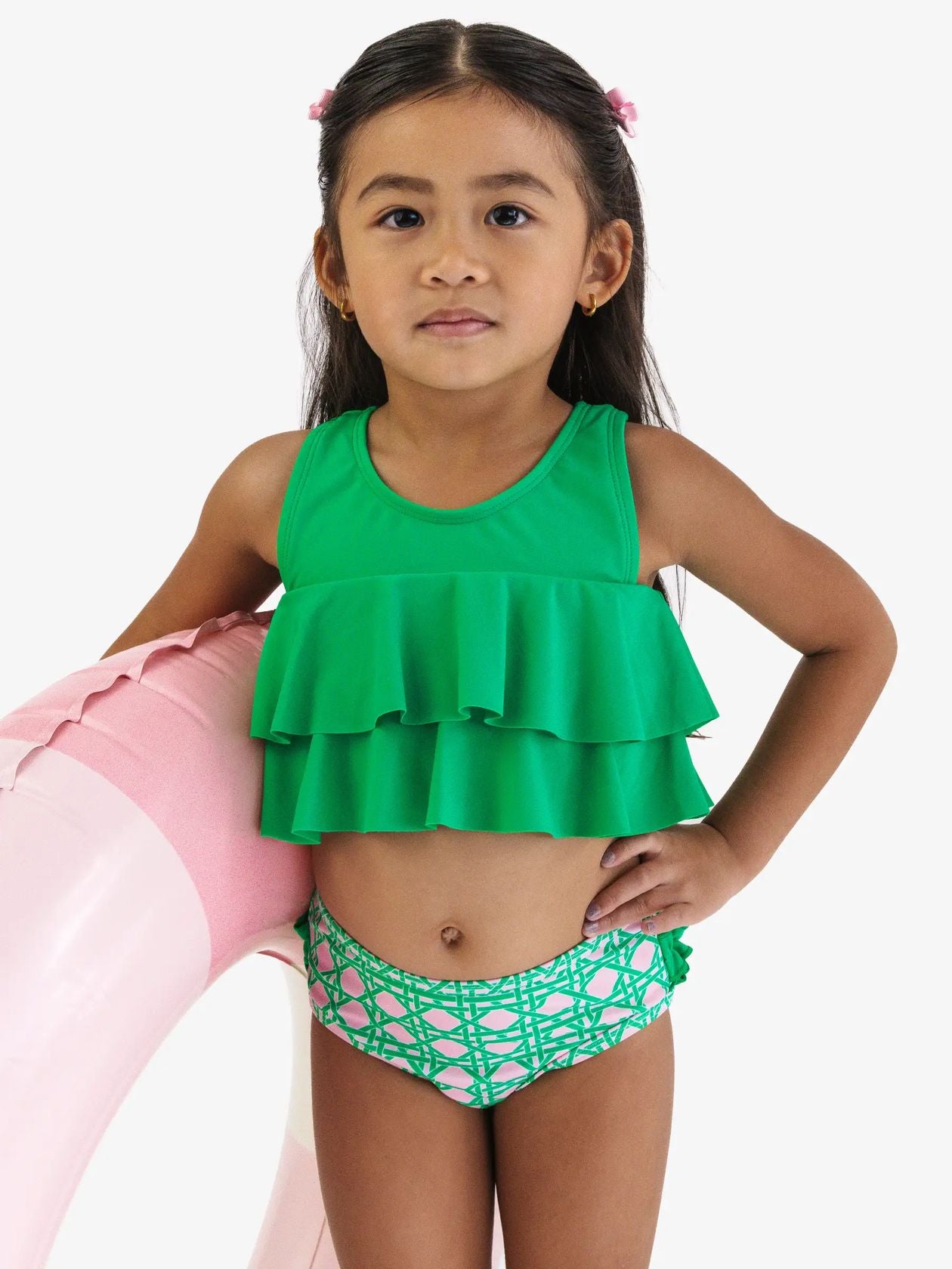 Pink Coastal Cane Flounce Bikini 2-piece Swimsuit