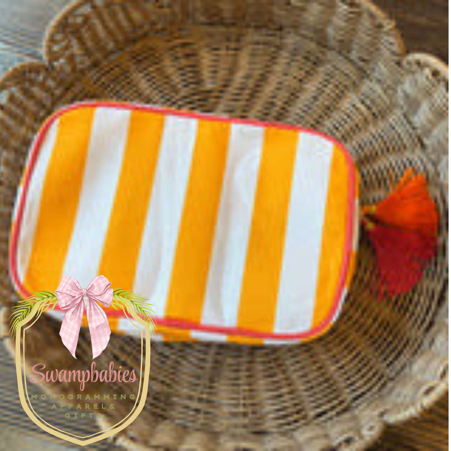 Orange and white striped bag