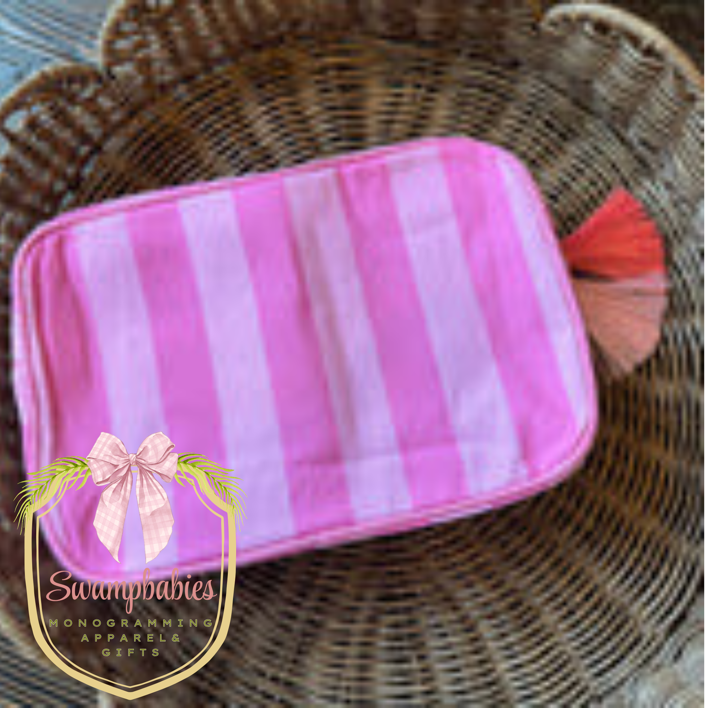 Pink and pink striped ba