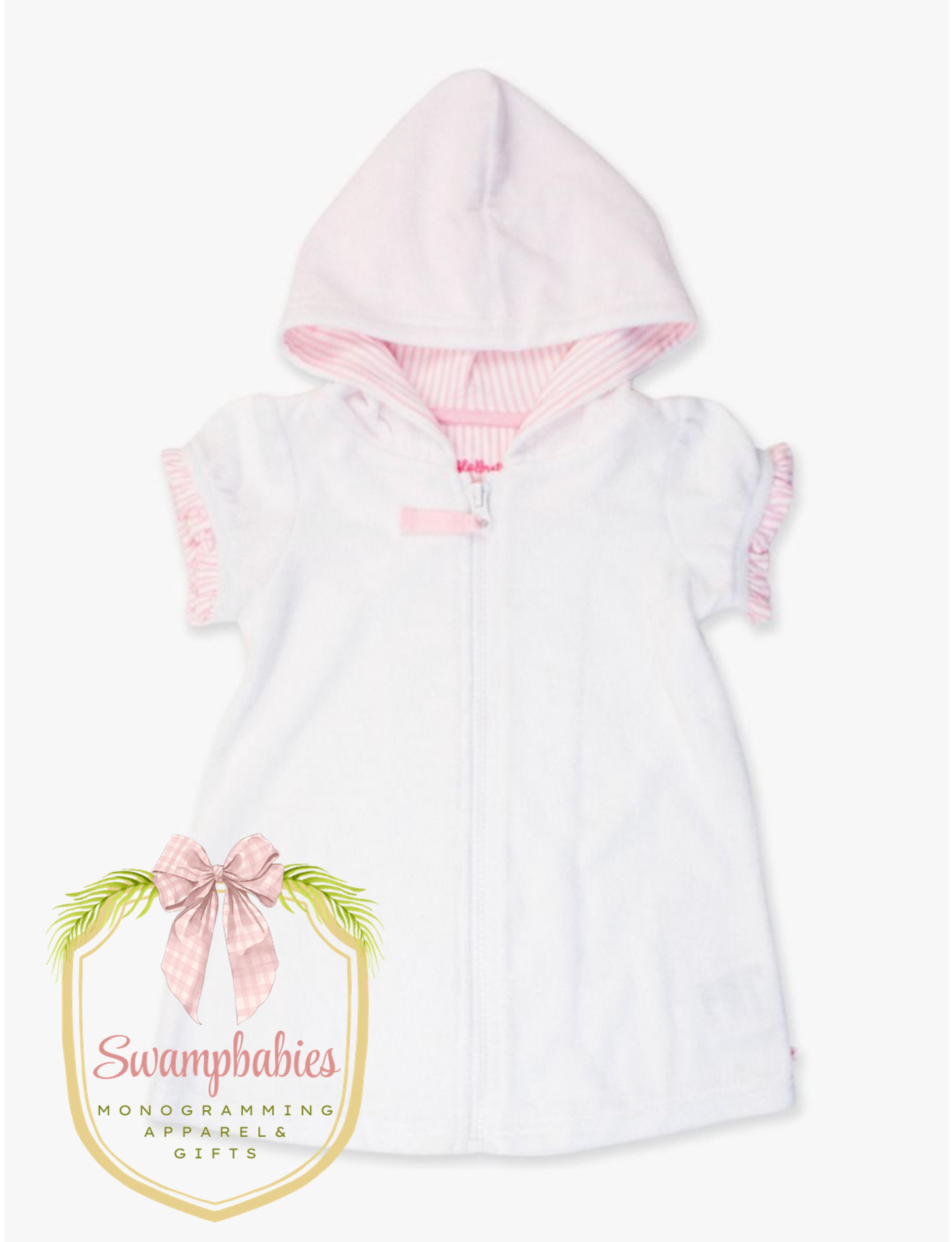 Girls White Terry Full-zip Cover Up