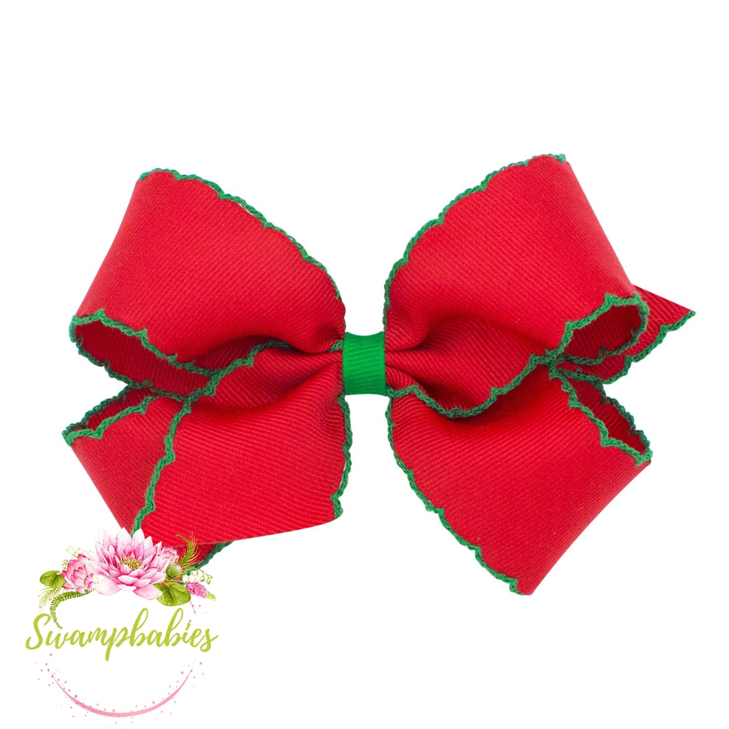 Medium Moonstitch Grosgrain Hair Bow with Contrasting Wrap