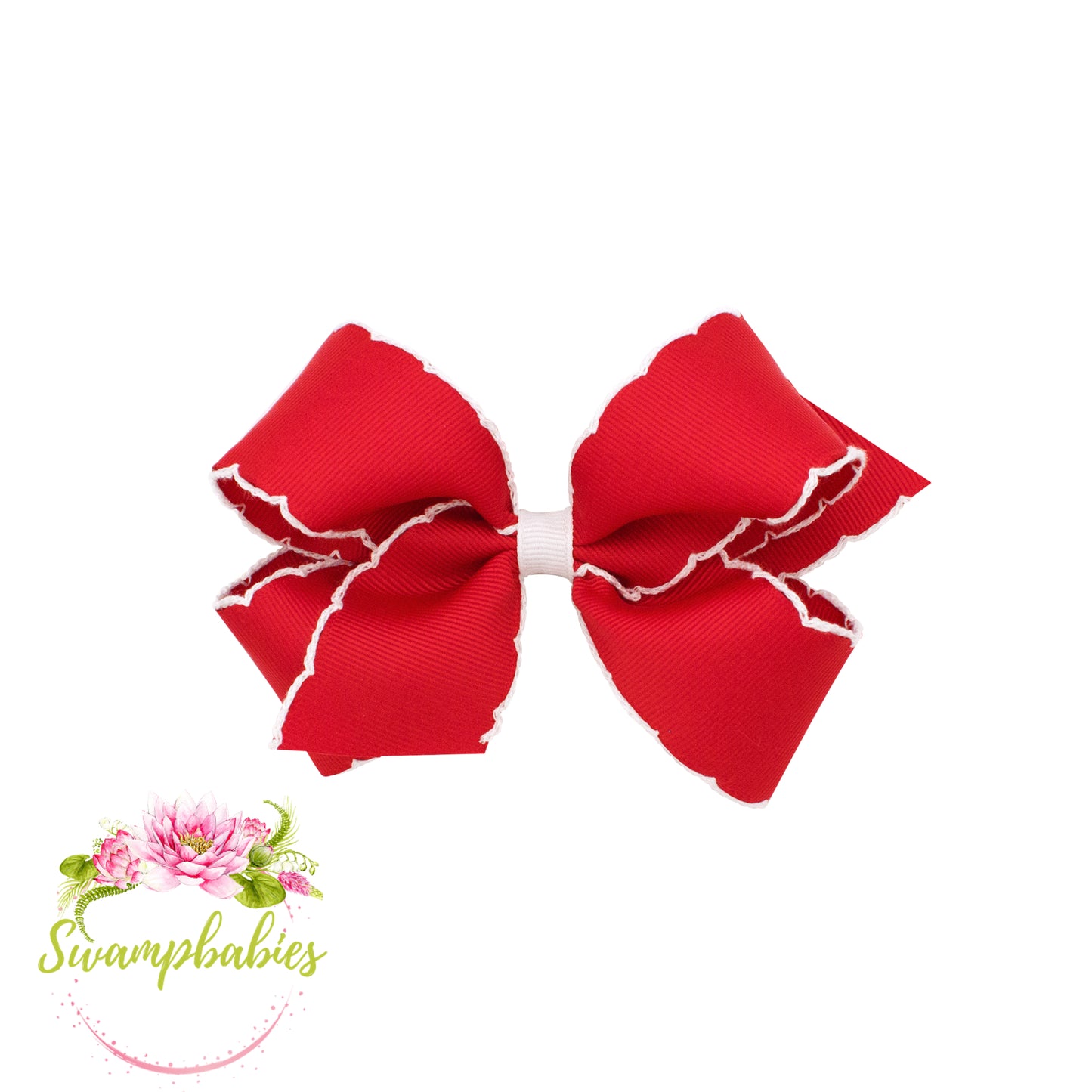 Medium Moonstitch Grosgrain Hair Bow with Contrasting Wrap