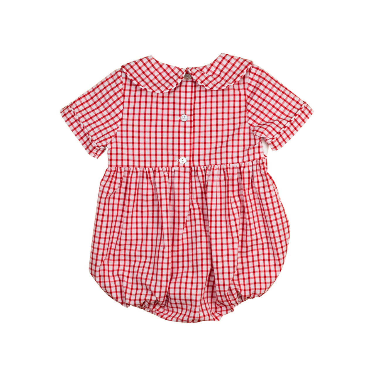School Supplies Smocked Red Windowpane Boy Bubble
