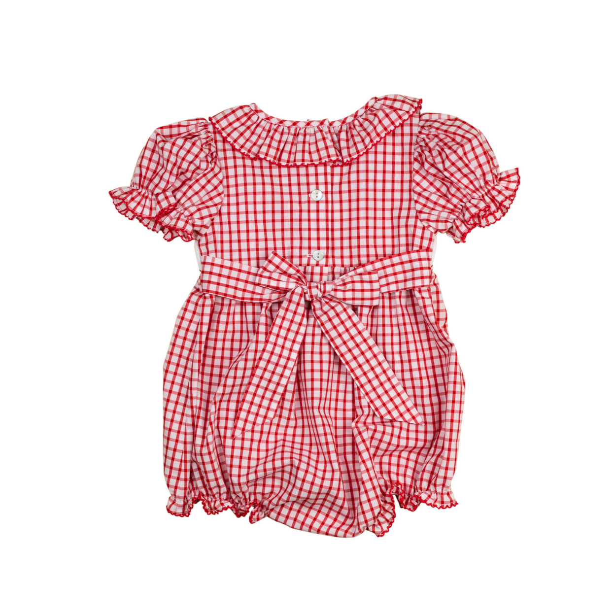 Smocked School Supplies Red Windowpane Girl Bubble