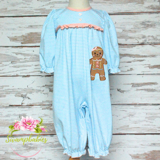 Sweet Gingerbread Girl Ruffle Romper