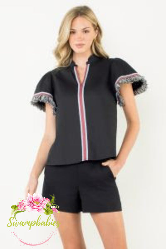 Back in Black Fringe Top