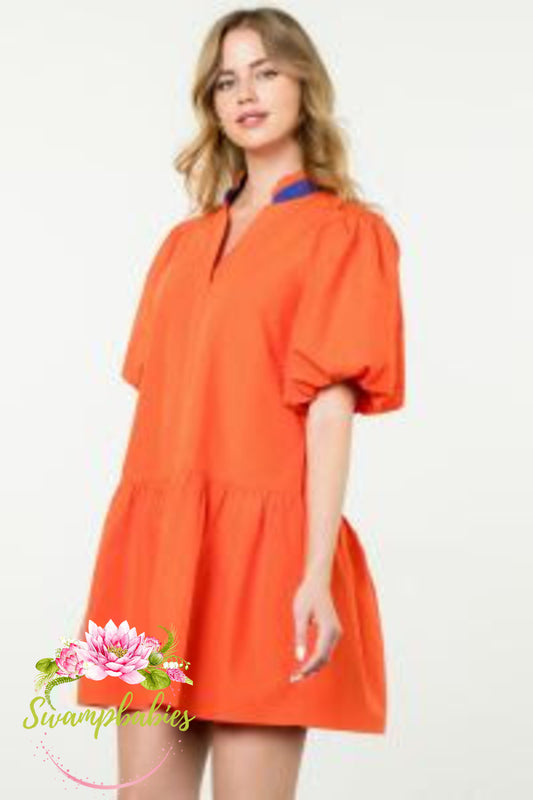 Tiger Spirit Puff Sleeve Dress
