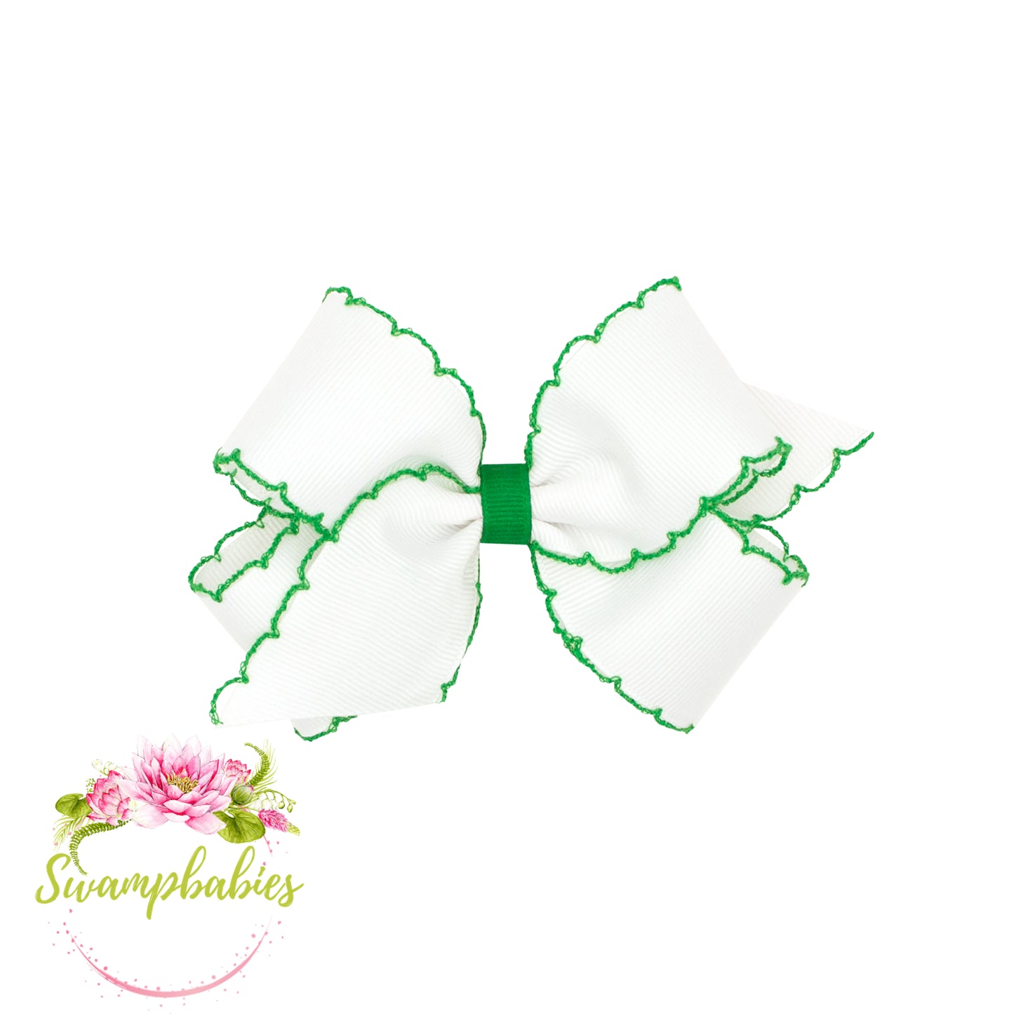 Medium Moonstitch Grosgrain Hair Bow with Contrasting Wrap