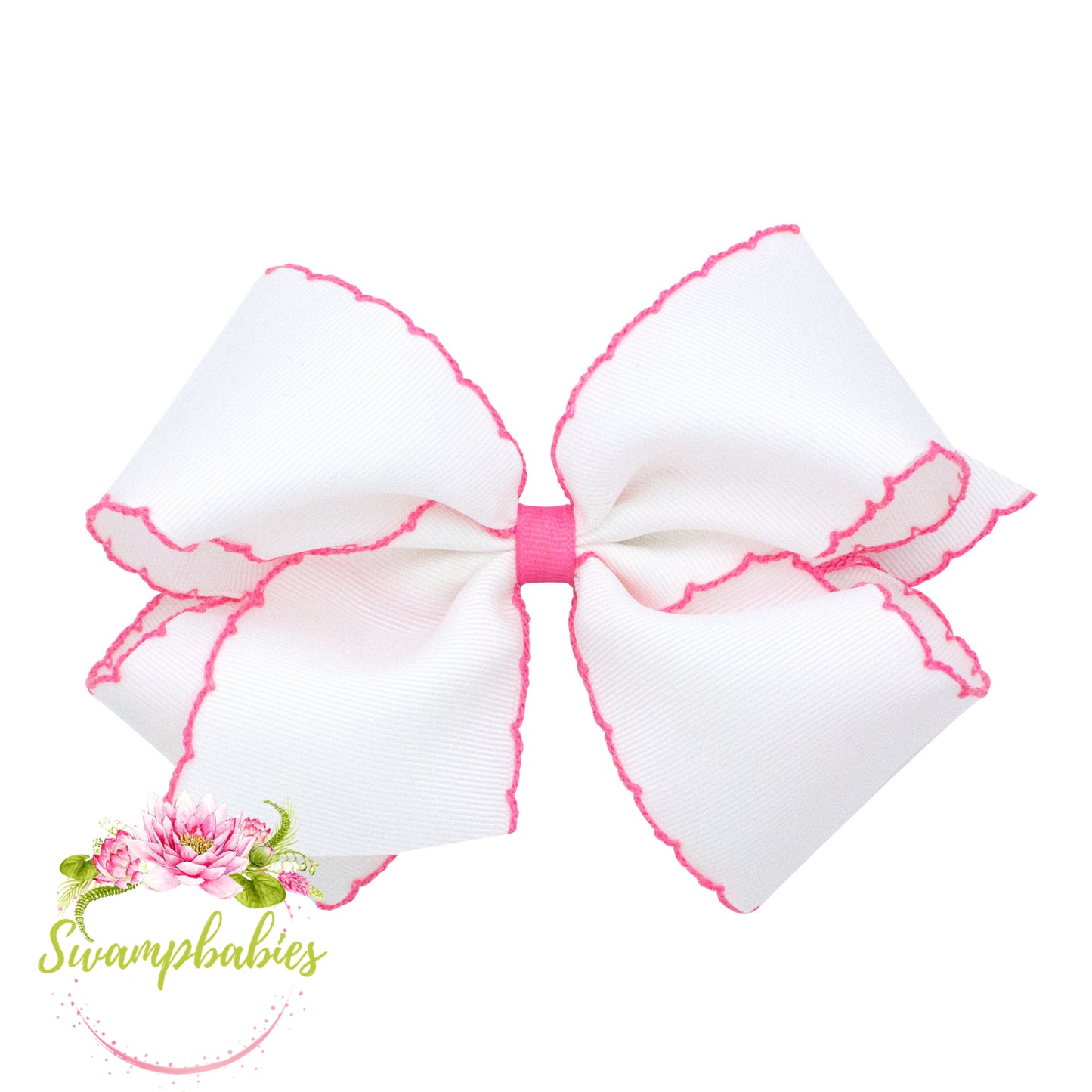 Medium Moonstitch Grosgrain Hair Bow with Contrasting Wrap