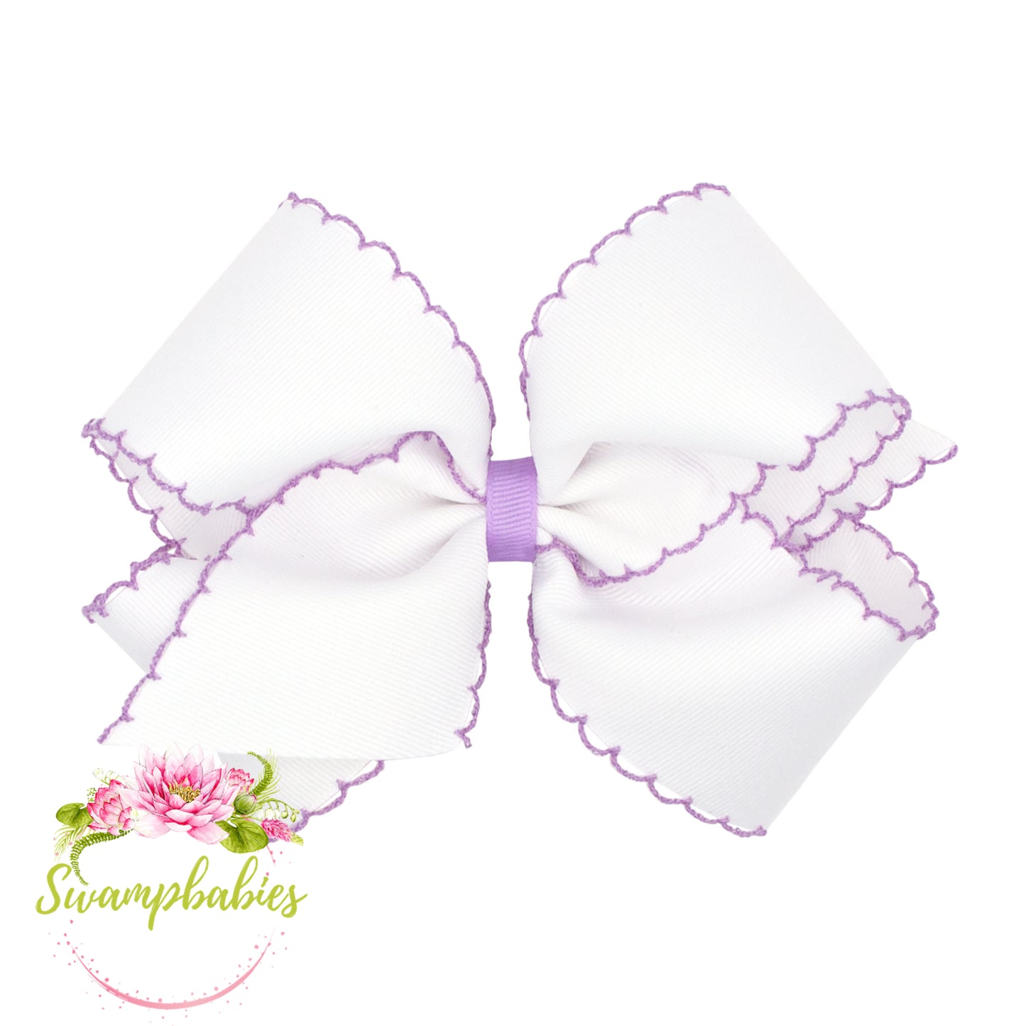 Medium Moonstitch Grosgrain Hair Bow with Contrasting Wrap