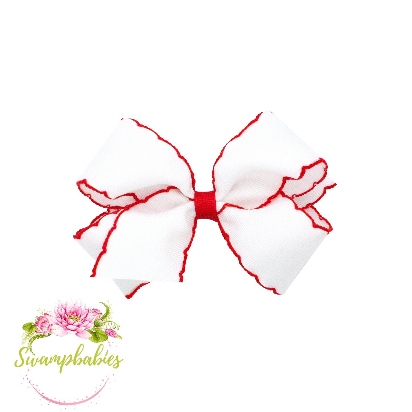 Medium Moonstitch Grosgrain Hair Bow with Contrasting Wrap
