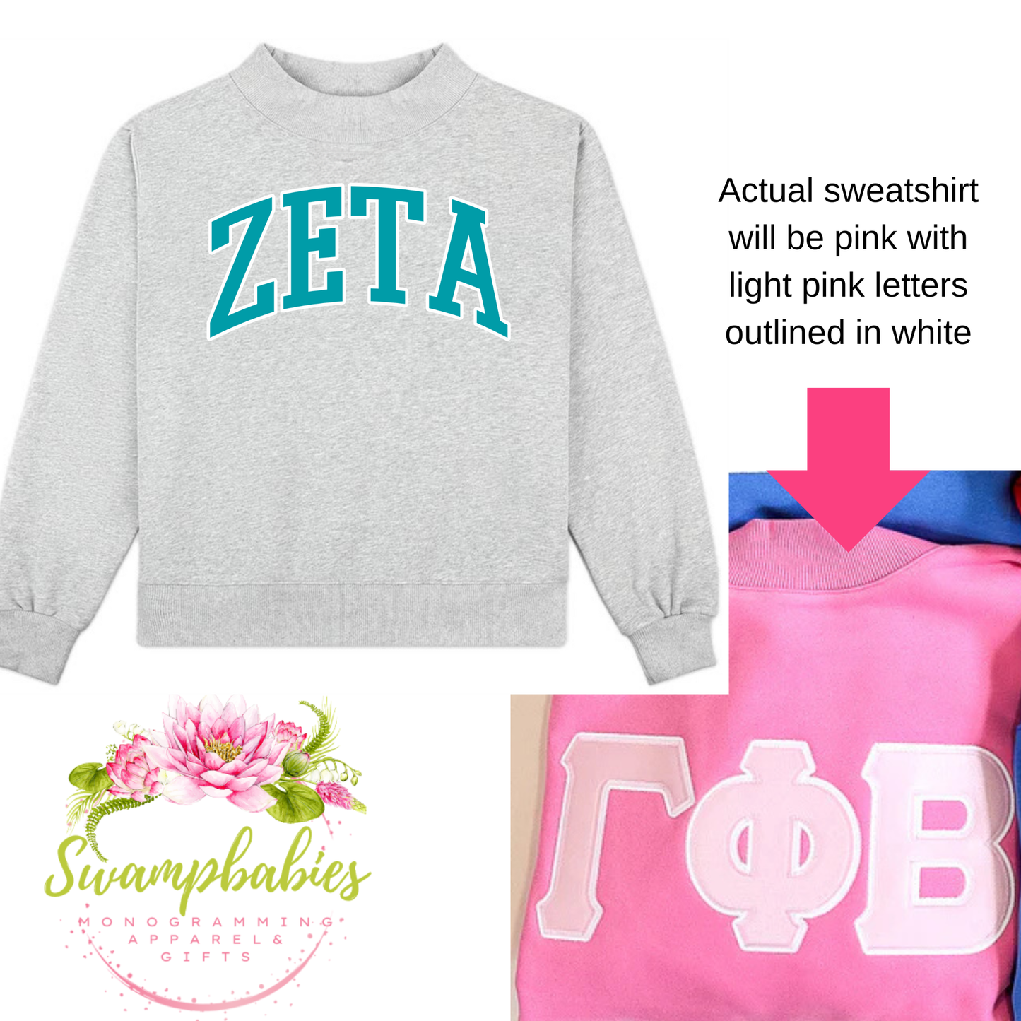 ZETA - Classic Twill Sorority Embroidered Mock Neck