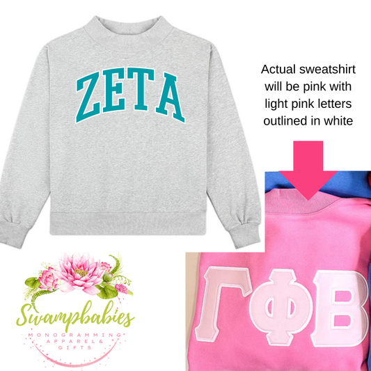 ZETA - Classic Twill Sorority Embroidered Mock Neck