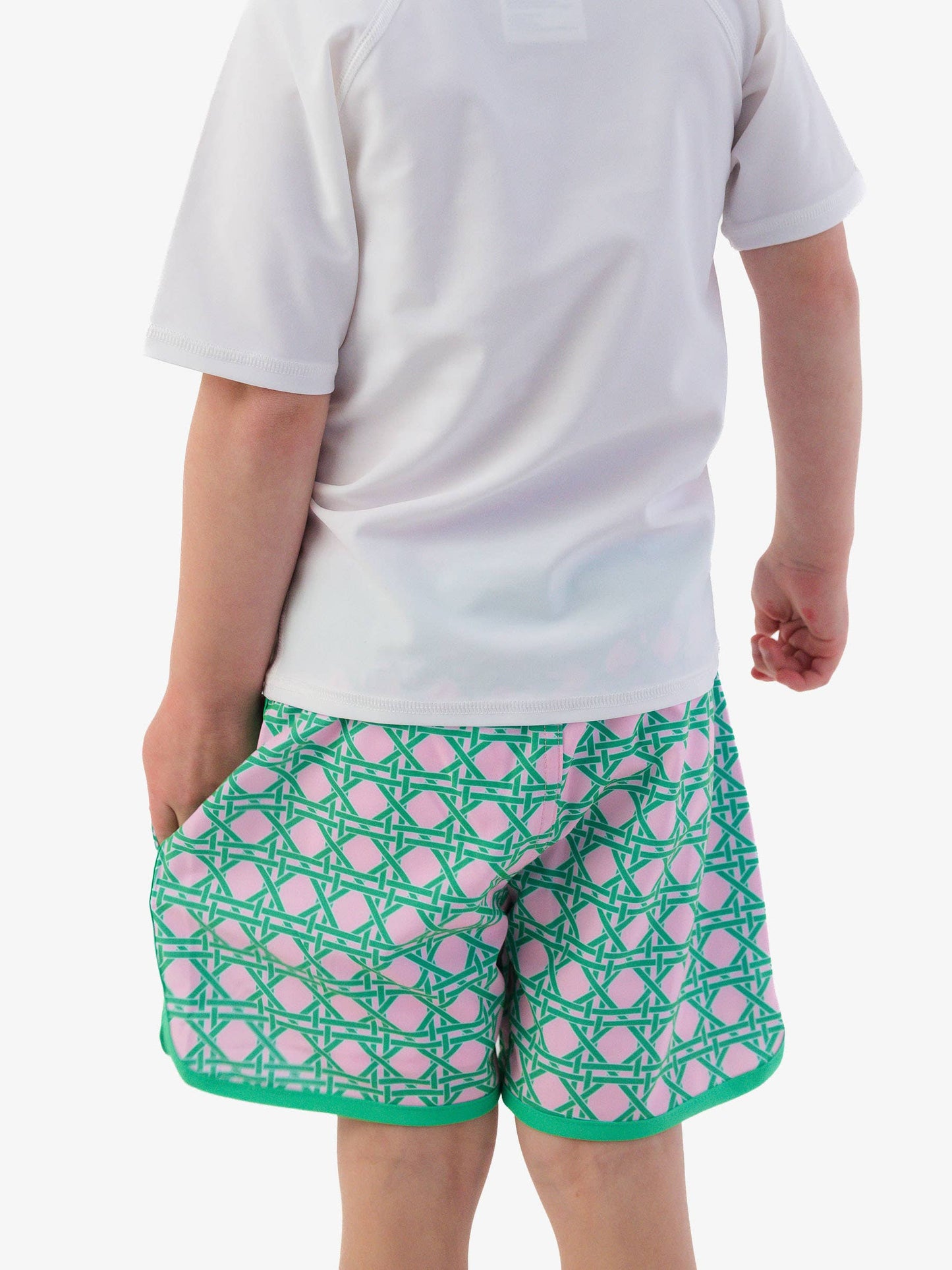 Green & Pink Coastal Cane Swim Trunks
